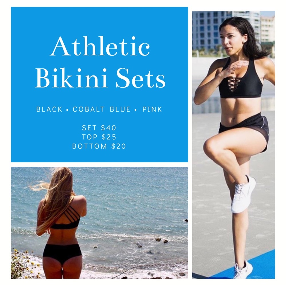 Athletic Bikini Sets (Black, Blue & Pink)